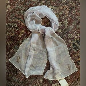 Vintage Elaine Gold Silk Scarf Purple Butterflies